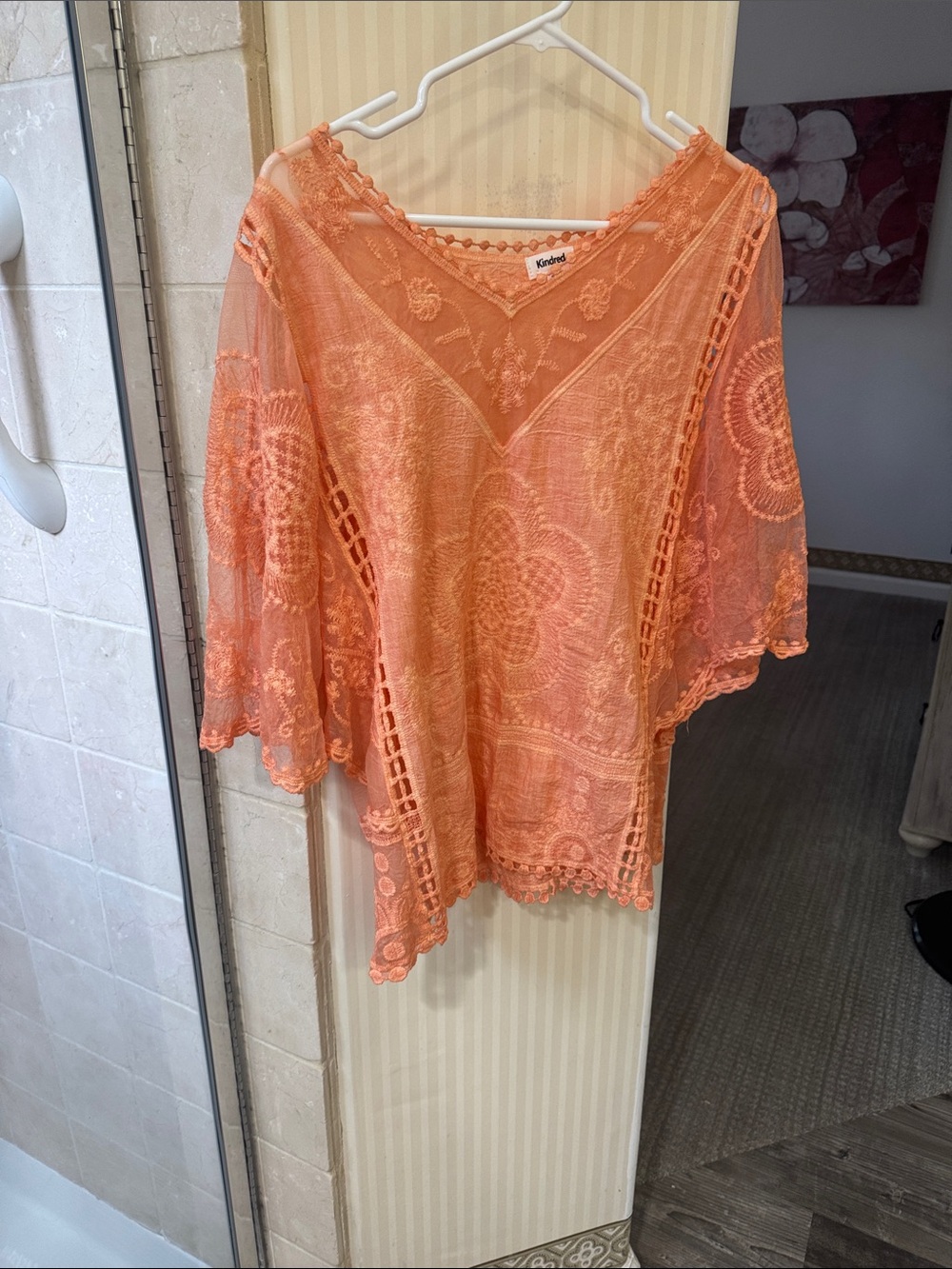 Kindred Top Anthropologie‎ Size Medium Bat Wing Embroidered Lace
